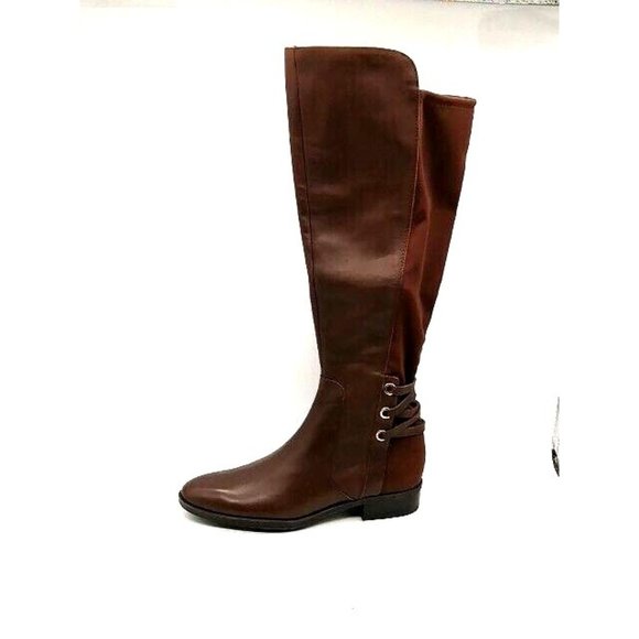 Vince Camuto Shoes - Vince Camuto Womens Boots Pauletta Brown Leather Zip Knee High Wide Calf 9.5